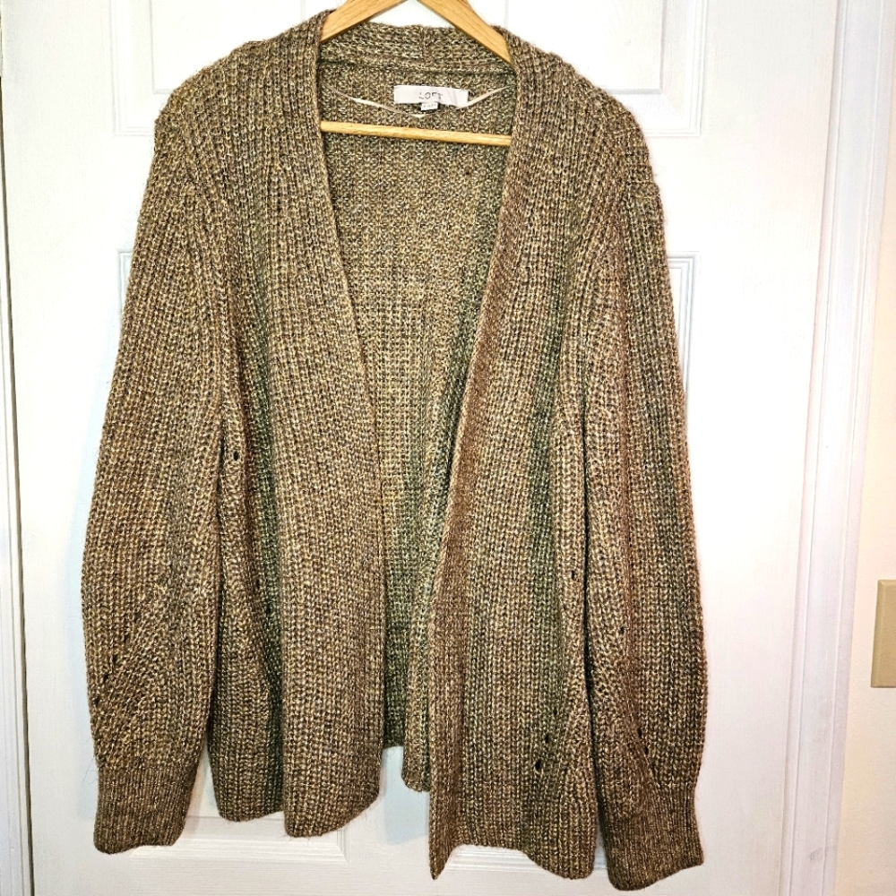 Sparkly Gold Metallic Loft Cardigan XL